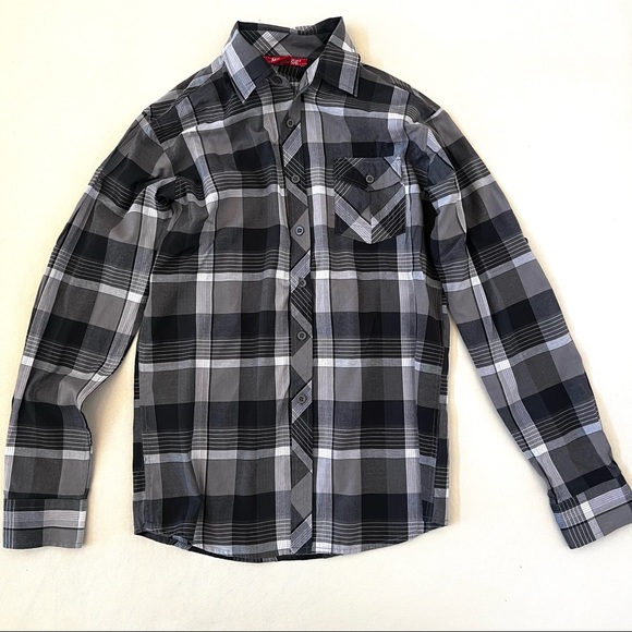 Montage Other - MONTAGE Black Grey Plaid Long Sleeve Shirt B19/6